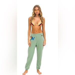 Aviator Natiom Logo Stitch Sweatpants in Sage
